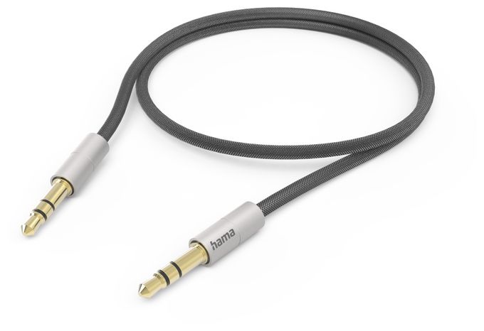 Stecker 3,5 mm Klinke auf 3,5 mm Klinke 0,5 m  201525 Aux-Kabel AluLine (Schwarz/Silber) 