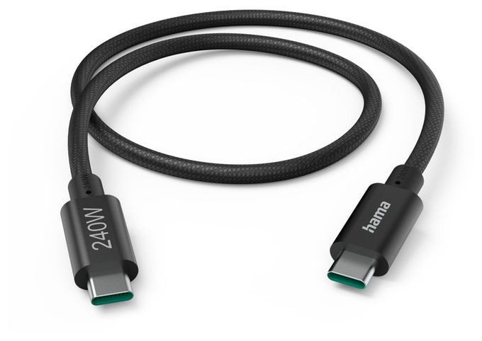 5 Gbit/s Stecker Rundkabel USB C auf USB C bis 240 W 1,5 m  201702 (Schwarz) 