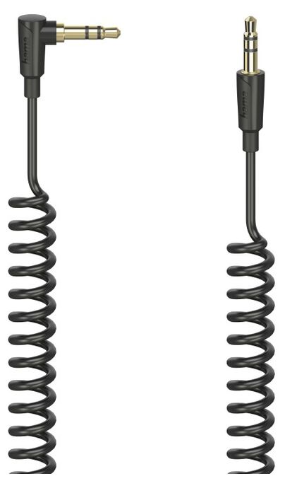 Stecker 3,5 mm Klinke auf 3,5 mm Klinke abgewinkelt 1,5 m  205114 Spiralkabel Flexi-Slim (Schwarz) 