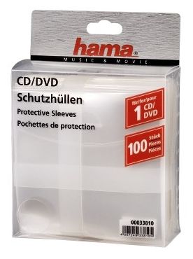 CD/DVD Protective Sleeves, Pack of 100 