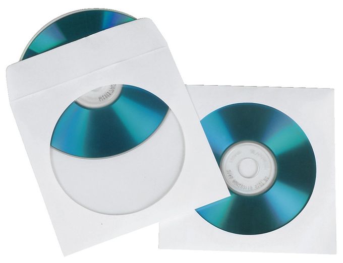 CD Paper Sleeves, white, 100 pcs/Pack 