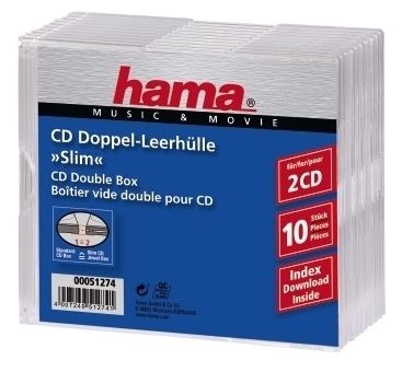 CD Slim Double Jewel Case, pack 10 