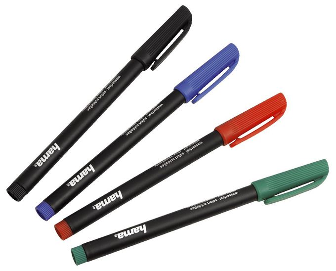 CD/DVD Marker, set of 4 pieces, black-red-blue-green 