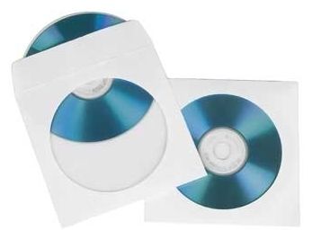 CD/DVD Paper Protection Sleeves, white, pack of 25 