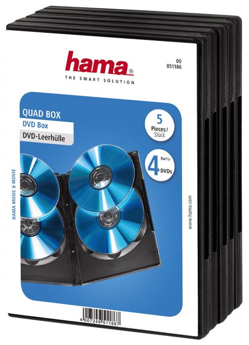 DVD Quad Box, Black, Package of 5 pieces 