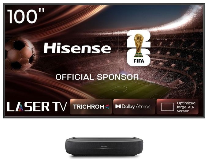 UHD 4K (3840x2160) DLP Laser Ultra-Short-Throw-Projektor 3000 ANSI Lumen (Schwarz, Dunkles Grau) 100L9HD 4K Laser TV inkl. Soft Daylight Screen 2,54 m (100 Zoll) 