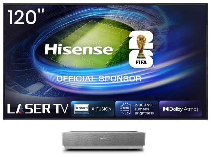 UHD 4K (3840x2160) DLP Laser Ultra-Short-Throw-Projektor 2700 ANSI Lumen  120L5HA 4K Laser TV 3,05 m (120 Zoll) (Silber, Weiß) 