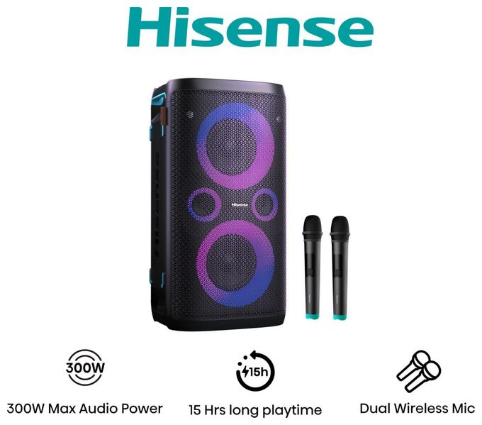 300 W Bluetooth Lautsprecher IPX4 Laufzeit bis 15 h  Party Storm 1 (Schwarz) 