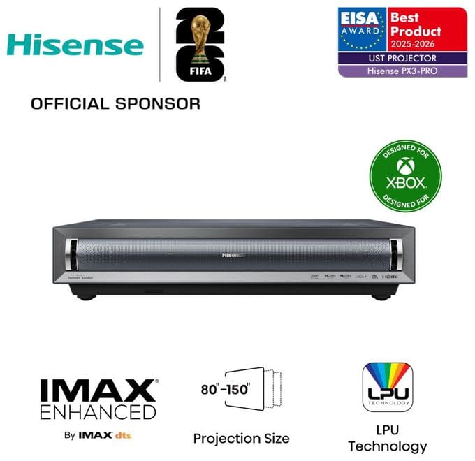 UHD 4K (3840x2160) DLP Laser Ultra-Short-Throw-Projektor 2700 ANSI Lumen (Schwarz, Dunkles Grau) PX3 Pro TriChroma Smart Laser Cinema 4K 