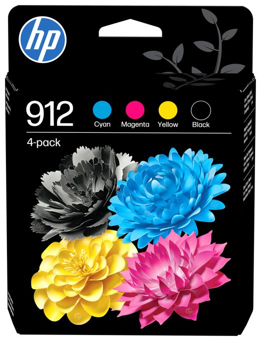 originale Druckerpatronen Schwarz, Cyan, Magenta, Gelb 6,5 ml 4 ml 250 Seiten Nr.912 4er-Pack 