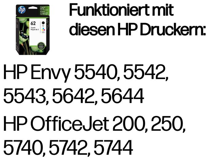 Druckerpatronen Schwarz, Cyan, Magenta, Gelb 200 Seiten Nr.62 