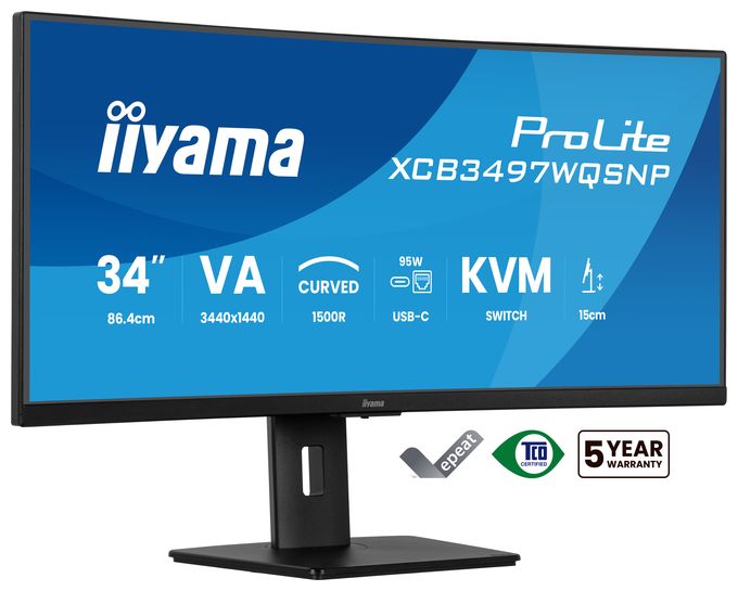 Quad HD Monitor 86,4 cm (34 Zoll) 21:9 350 cd/m²  ProLite XCB3497WQSNP-B1 (Schwarz) 