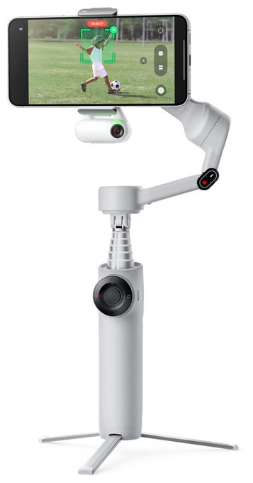 Stativ Gimbal für Smartphone faltbar Bluetooth  Flow 2 AI Tracker Bundle (Hellgrau) 