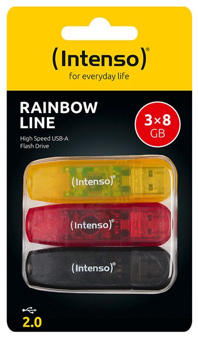 Intenso Rainbow Line 3er Pack USB Stick 8 GB, USB-A 2.0, bunt, Multipack 