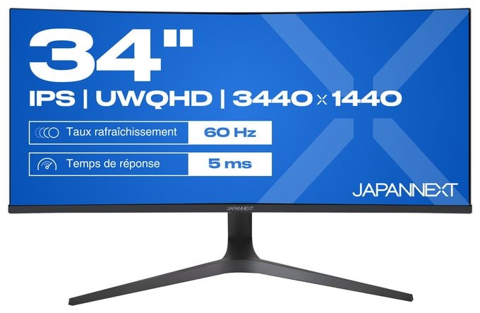 Quad HD Monitor 86,4 cm (34 Zoll) 21:9 5 ms 300 cd/m²  JN-IPS340UWQHD60C-C65W-HS (Schwarz, Silber) 