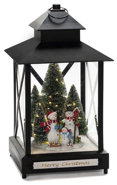 Warmweiß (3000K) Warmweiß Batterie/Akku 4342-000 LED-Laterne mit Schneemännern 42cm 
