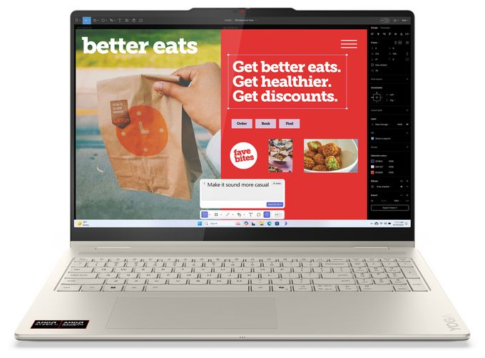 2K Ultra HD Notebook 40,6 cm (16 Zoll) 2880 x 1800 Pixel 1 TB SSD Windows 11 Home AMD Ryzen 7 max. 5 GHz  Yoga 7 16AKP10 Copilot+ (Grau) 