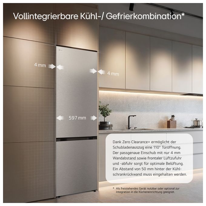 262 l / 113 l Kühl-Gefrierkombi freistehend NoFrost 112 kWh Jahr  GBBS726AMB (Silber) 