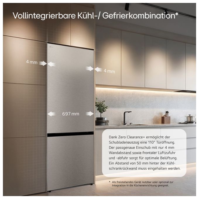 326 l / 139 l Kühl-Gefrierkombi freistehend NoFrost 191 kWh Jahr  GBBW726CPY (Silber) 