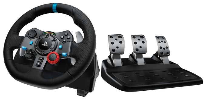 Analog Lenkrad + Pedale für PC, PlayStation 4, PlayStation 5, Playstation 3  G29 (Schwarz) 