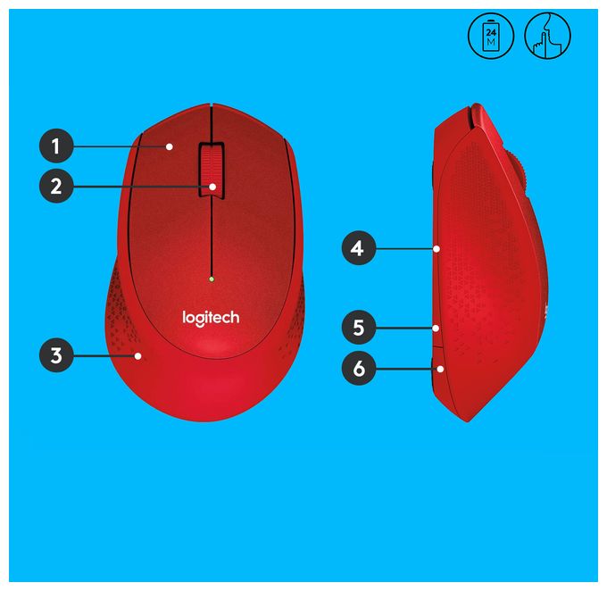 1000 DPI Büro Maus Mechanisch  M330 Silent Plus (Rot) 