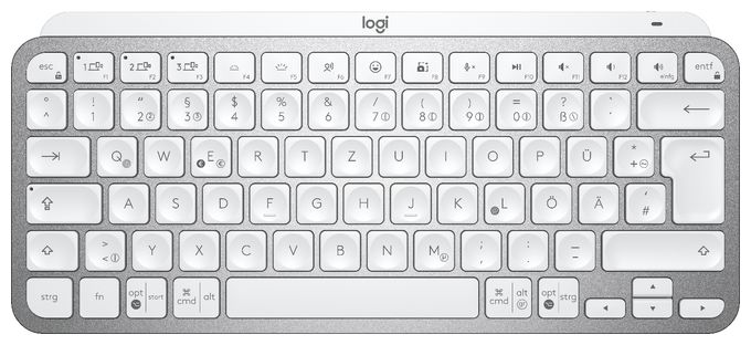 LED Büro Tastatur RF Wireless + Bluetooth 2.4 GHz  MX Keys Mini Minimalist (Grau) 