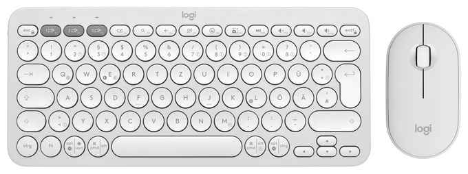 Universal Tastatur RF Wireless + Bluetooth  Pebble 2 Combo (Weiß) 