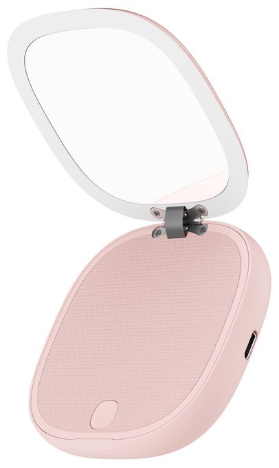 4000 mAh Powerbank USB Typ-C Kabelloses Laden  Schminkspiegel mit (Rose) 