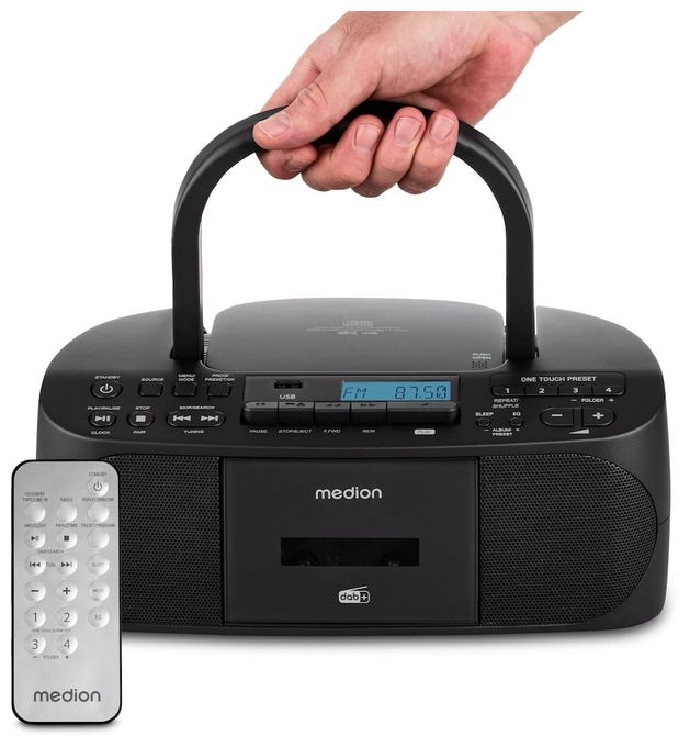 Bluetooth DAB+, FM, PLL Radio Persönlich  Life DRX-1 Plus Boombox (Schwarz) 