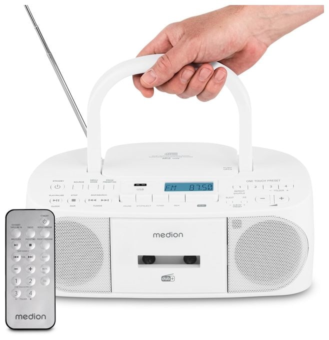 Bluetooth DAB+, FM, PLL Radio Persönlich  Life DRX-1 Plus Boombox (Weiß) 