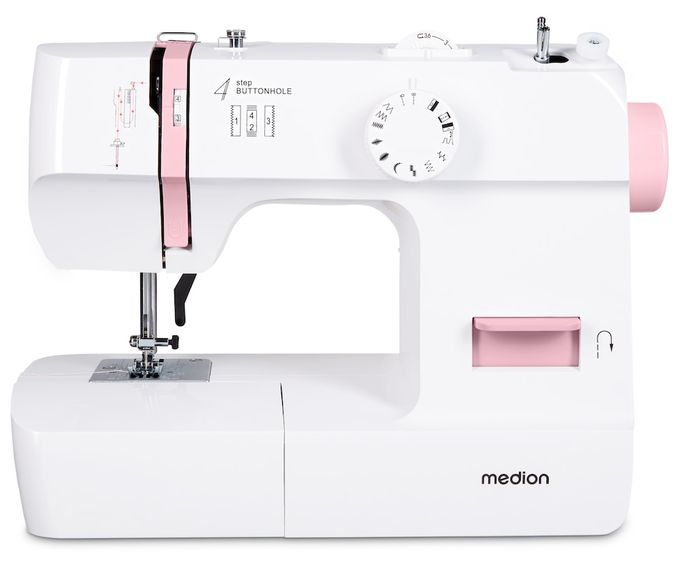 LIFE Nähmaschine SM70 (MD 11179) 12 verschiedene Stickmuster, 4 Schritte Knoploch, einstellbare Stichlänge, 70 Watt Motorleistung 