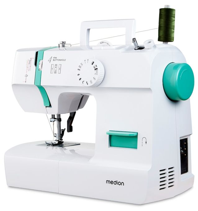 LIFE Nähmaschine SM70 (MD 11179) 12 verschiedene Stickmuster, 4-Stufen-Knopfloch, einstellbare Stichlänge, 70-Watt-Motorleistung 