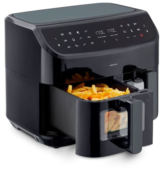 Doppel Heißluftfritteuse 8,7 l 2600 W  Life P20 XXL MD11760 (Schwarz) 