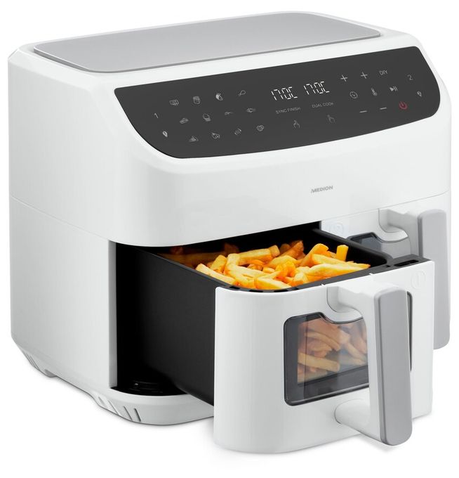 Doppel Heißluftfritteuse 8,7 l 2600 W  Life P20 XXL MD11760 (Weiß) 