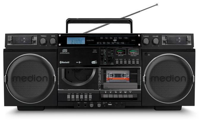 DAB+, FM, PLL 20 W Bluetooth  Life P66538 Retro Boombox (Schwarz) 