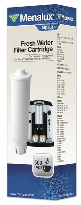 Wasserfilter  MDF01 Filterpatrone für Kaffeevollautomaten 500 Tassen (Weiß) 