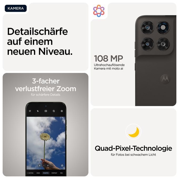 256 GB 5G Smartphone 17,3 cm (6.8 Zoll) 2,5 GHz Android 108 MP Dual Kamera Dual Sim WiFi 5 (PANTONE Black Olive) Moto G77 