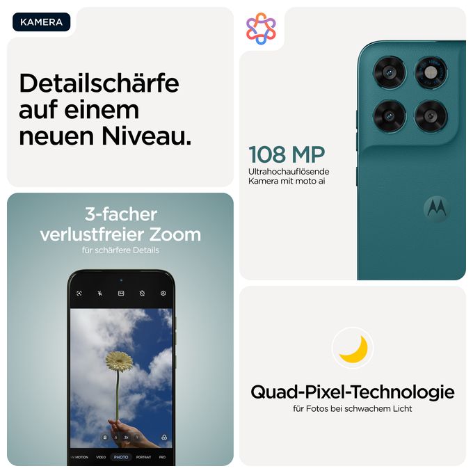 256 GB 5G Smartphone 17,3 cm (6.8 Zoll) 2,5 GHz Android 108 MP Dual Kamera Dual Sim WiFi 5 (PANTONE Shaded Spruce) Moto G77 