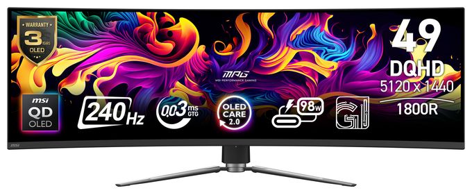 Quad HD Monitor 124,5 cm (49 Zoll) 32:9 0,03 ms 250 cd/m²  MPG 491CQPXDE QD-OLED (Schwarz) 