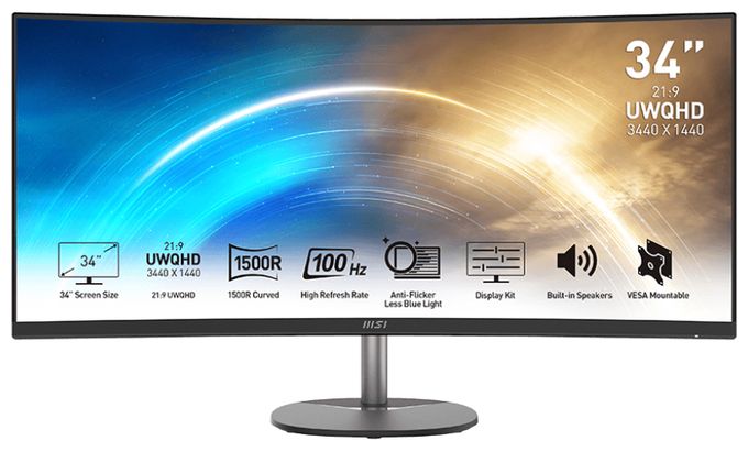 Quad HD Monitor 86,4 cm (34 Zoll) 21:9 4 ms 300 cd/m²  Pro MP341CQDE (Schwarz) 