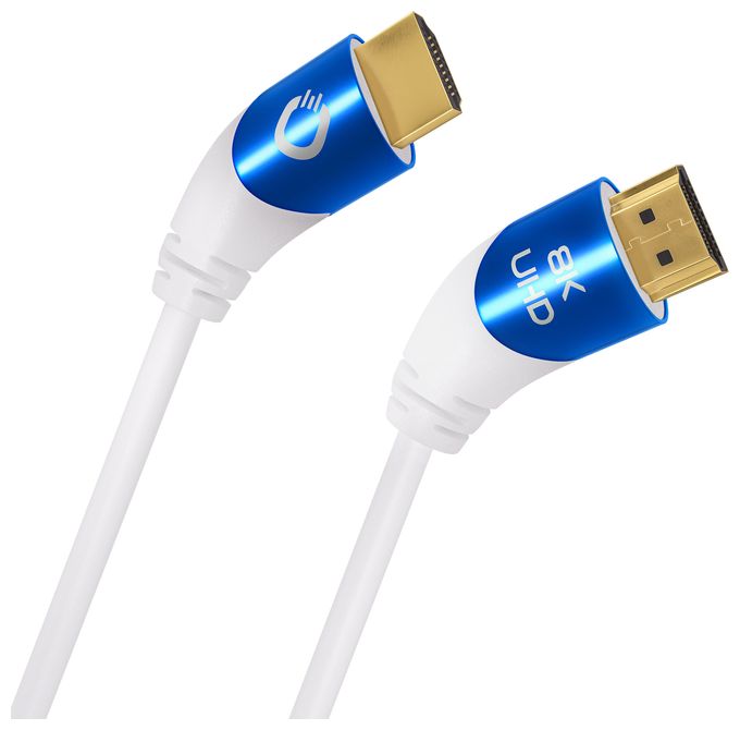 48 Gbit/s Stecker Abgewinkelt HDMI auf HDMI Typ A (Standard) 2 m  Shape Magic (Blau, Weiß) 