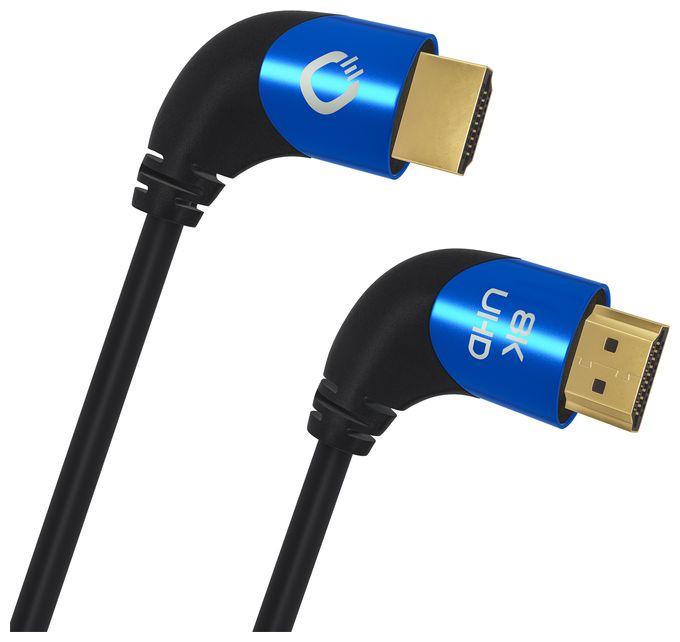 48 Gbit/s Stecker Abgewinkelt HDMI auf HDMI Typ A (Standard) 3 m  Shape Magic 90 (Schwarz, Blau) 