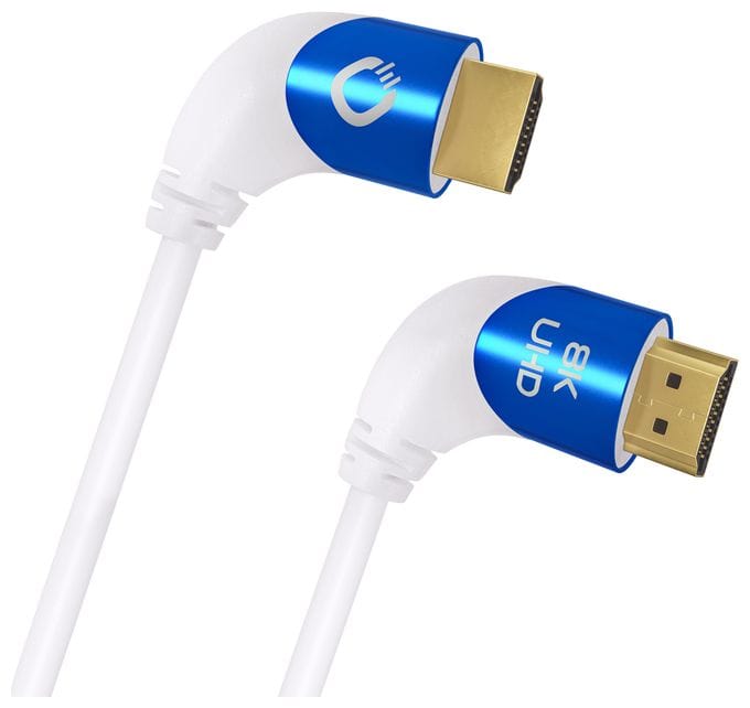 48 Gbit/s Stecker Abgewinkelt HDMI auf HDMI Typ A (Standard) 3 m  Shape Magic 90 (Blau, Weiß) 