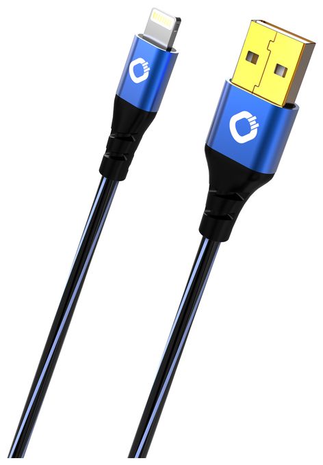 0,48 Gbit/s Stecker Rundkabel USB A auf Lightning 1 m  USB Plus Li (Schwarz, Blau) 