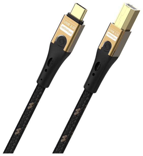 0,48 Gbit/s Stecker Rundkabel USB C auf USB B 2 m  USB Primus CB (Schwarz, Gold) 