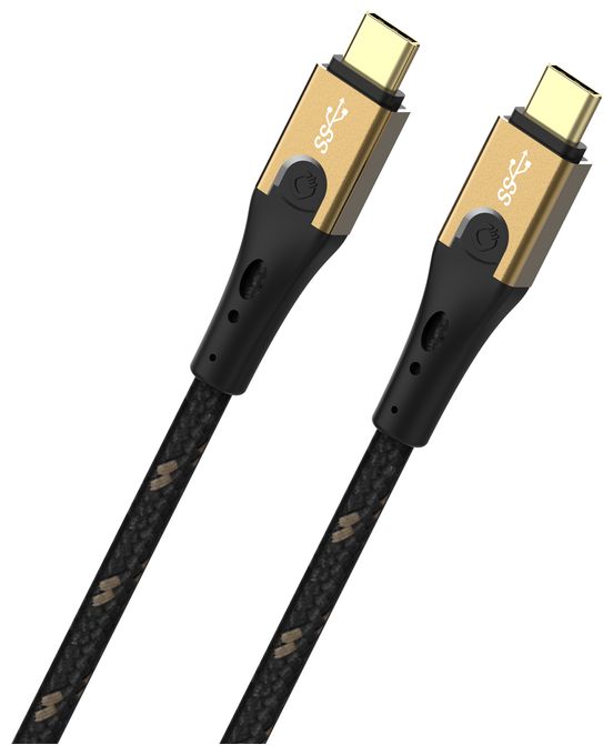 20 Gbit/s Stecker Rundkabel USB C auf USB C bis 40 W 1 m  USB Primus CC (Schwarz, Gold) 