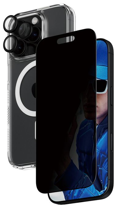 Klare Bildschirmschutzfolie Thermoplastische Polyurethane (TPU), Gehärtetes Glas, Polyethylenterephthalat, Silikon für  Apple Apple - iPhone 16 Pro Kratzresistent, Schockresistent 3-in-1 Privacy Schutz Set 