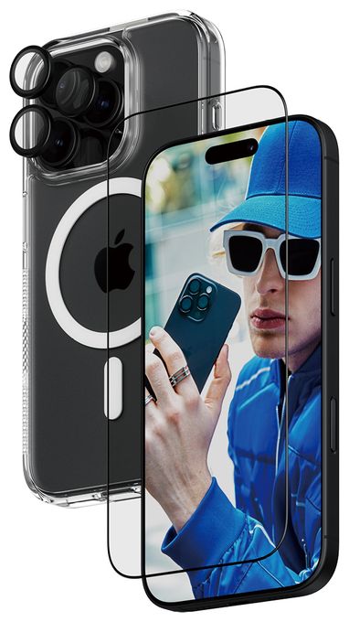 Klare Bildschirmschutzfolie Thermoplastische Polyurethane (TPU), Gehärtetes Glas, Polyethylenterephthalat, Silikon für  Apple Apple - iPhone 16 Pro Kratzresistent, Schockresistent 3-in-1 Schutz Set 