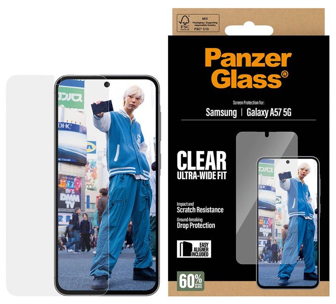 Klare Bildschirmschutzfolie für  Samsung Galaxy A57 5G Kratzresistent 32082 Ultra-Wide Fit 
