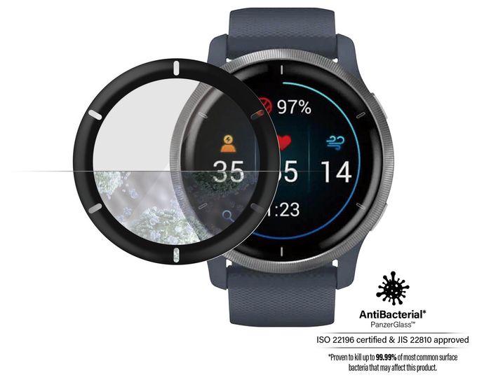 Klare Bildschirmschutzfolie Gehärtetes Glas, Polyethylenterephthalat, Silikon für  Garmin Garmin - Venu 2, Garmin - Venu 2 Plus, Garmin - Vivoactive 4 Kratzresistent, Schockresistent, Antibakteriell 3652 Displayschutz 